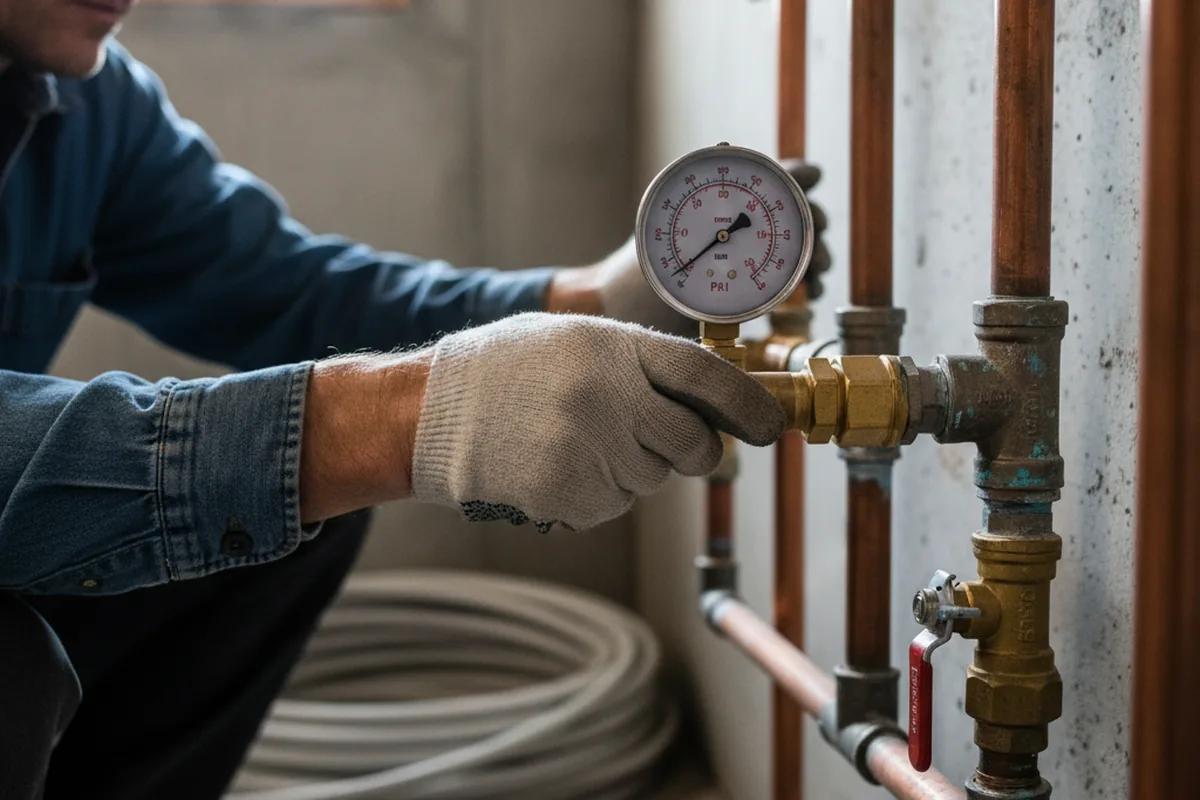 Pressure testing a repaired line during Water Line Repair in Ridott